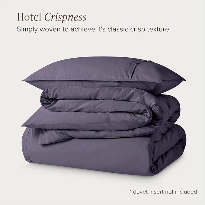 Bare Home 100% Organic Cotton Extra Long Duvet Cover Set - Crisp Percale Weave - Lightweight & Breathable - Cooling Duvet Cover Set (Twin/Twin XL, Dusty Purple)