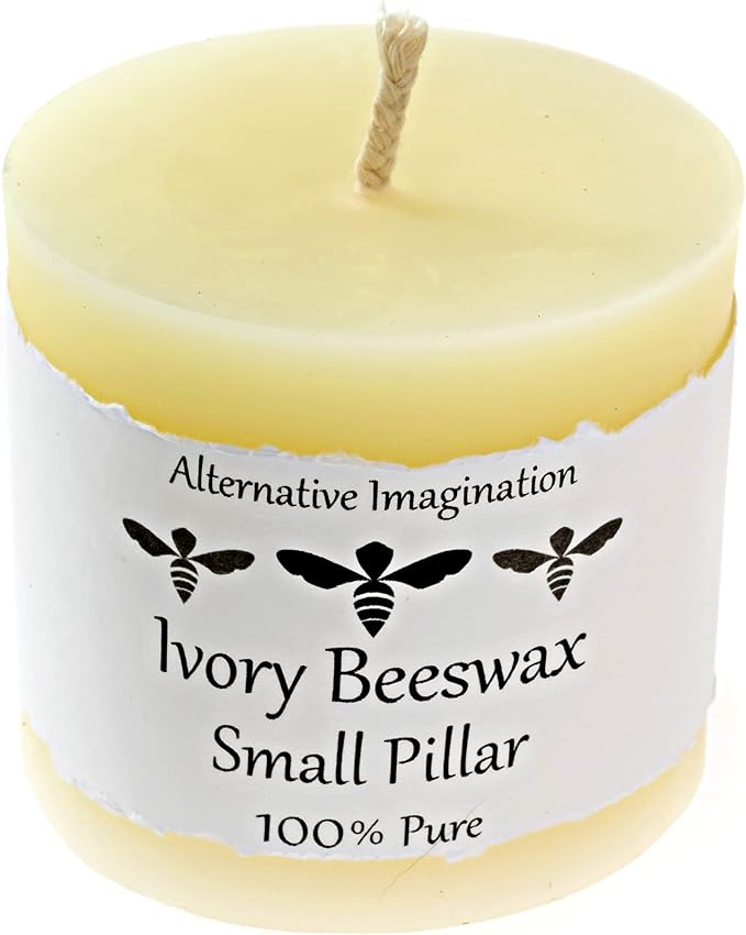 100% Pure Beeswax Candle – Long Lasting Burn – Non-Toxic & Hypoallergenic – Natural Honey Aroma – Handcrafted – Sustainably Sourced – Alternative Imagination – 3x3 Inch – White