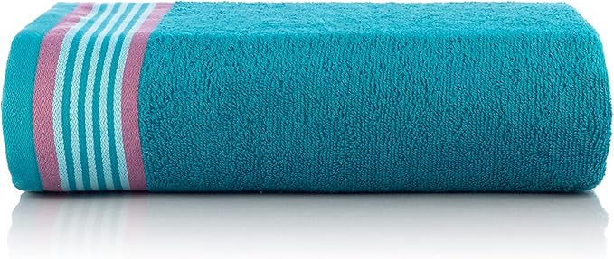 CASA COPENHAGEN He & She 6Pcs 100% Egyptian Cotton Large Designer Towels Gift Set- Cyan - Pink, 550GSM, 2Bath 2Hand 2Washcloths, Bath Towels for Bathroom (Gift Set for Women & Men)