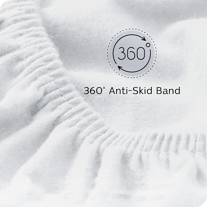 Briarwood Home Extra Deep Fitted Sheet 100% Organic Cotton Flannel, Breathable, Anti-Slip, Shrink-Resistant, Wrinkle-Free, Double-Stitched, Fits Deep Mattresses, White, King