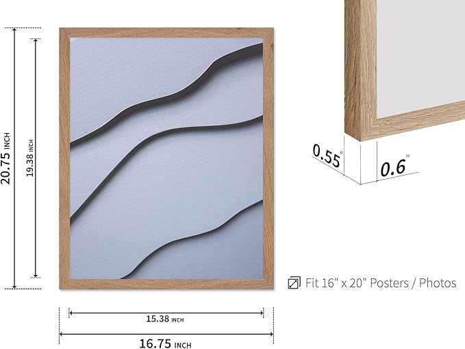Monem Art Minimalist White Paper Waves Print - Abstract Scandinavian Texture Poster - Wall Decor for Living Room, Bedroom or Office - 16x20 Beige Framed Wall Art by Mareike Bohmer