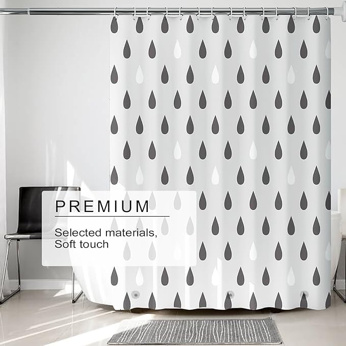TIKABC Shower Curtain Liner, 4G PEVA Shower Liner, Plastic Waterproof Shower Curtains, 72x72 inch with Grommet Holes 3 Magnetic Weights