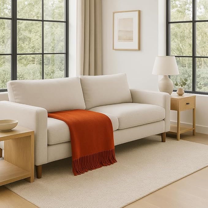 Lincove Pure Cashmere-Merino Wool Blanket - Warm & Soft Throw Blanket - 74"x55" Comfortable and Cozy Throw Blankets for Couch, Sofa, or Chair - Lightweight and Classic Throws - Rustic