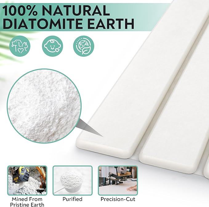Large Stone Dish Drying Mat for Kitchen Counter ,Fast Drying Non-Slip Collapsible Dish Drying Mat ,Eco-Friendly Super Absorbent Diatomaceous Earth Mats for Dishes Bottles Cups Bathroom,24"(L)×16 (W)