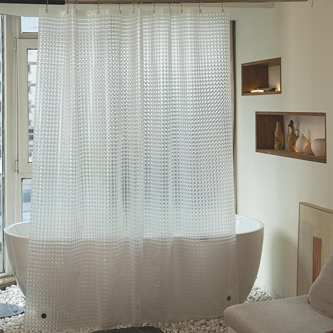 76 inch Long Shower Curtain Liner, EVA Heavy Duty Longer Bath Clear Shower Liner with 3 Strong Weighted Magnets, 100% Waterproof, Odorless, 72 x 76 inch