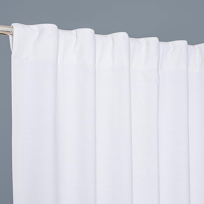 Bedding Craft White Cotton Curtains with Texo Lining – Double Layer Drapes, 108" Long x 50" Wide, Light-Filtering Curtains & Drapes for Living Room or Bedroom
