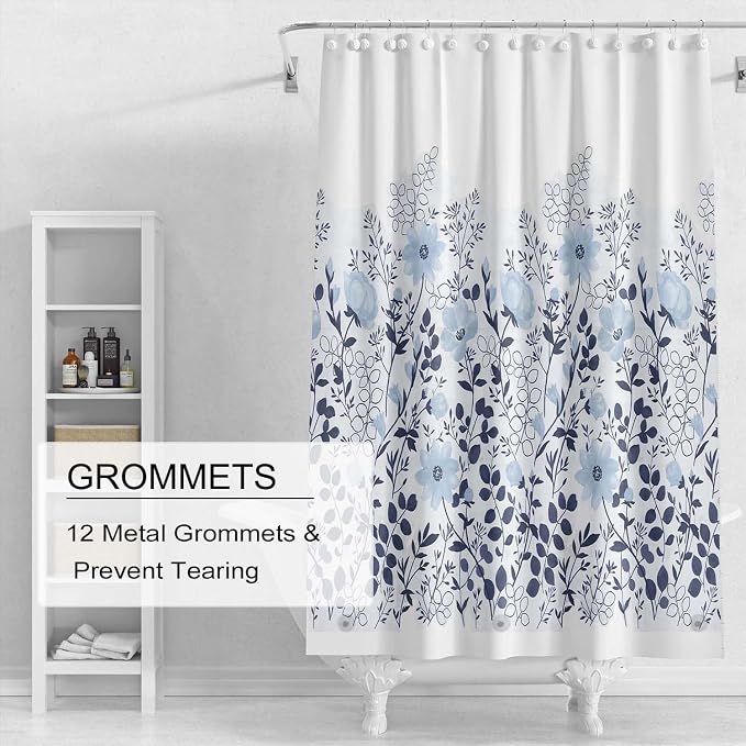 TIKABC Shower Curtain Liner, 4G PEVA Shower Liner, Plastic Waterproof Shower Curtains, 72x72 inch with Grommet Holes 3 Magnetic Weights