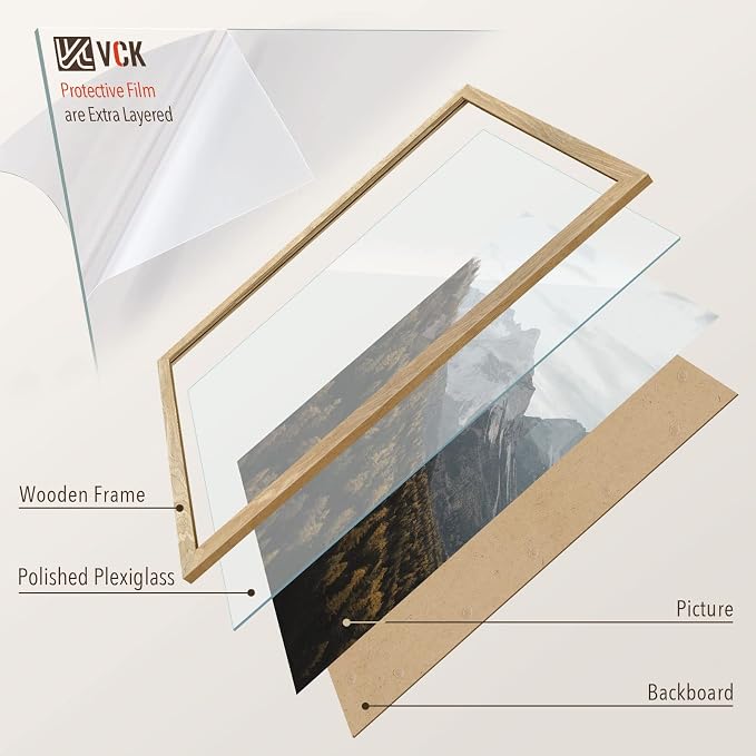 VCK 20x30 Frame Natural Solid Wood 3 Pack, Exclusive Wood Grain 20x30 Poster Frame, Wall Hanging for Decoration
