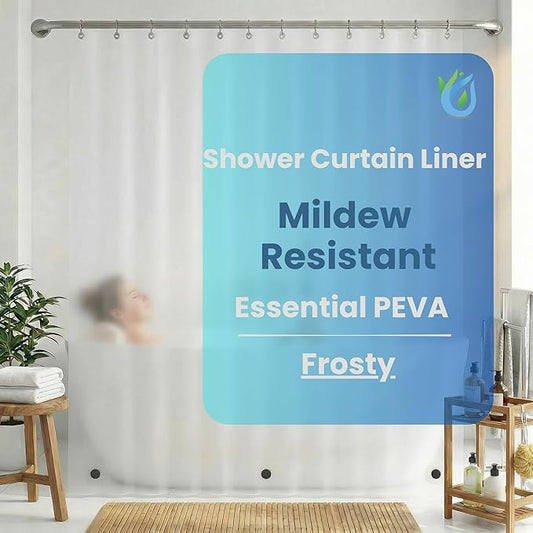 SUSTAINAURA® Essential Frosty Shower Curtain Liner 72x72 – Waterproof, Quick Dry, Odor Free, Eco Friendly, Non-Toxic with 3 Weighted Magnets & 12 Rustproof Grommets Bathroom Accessories
