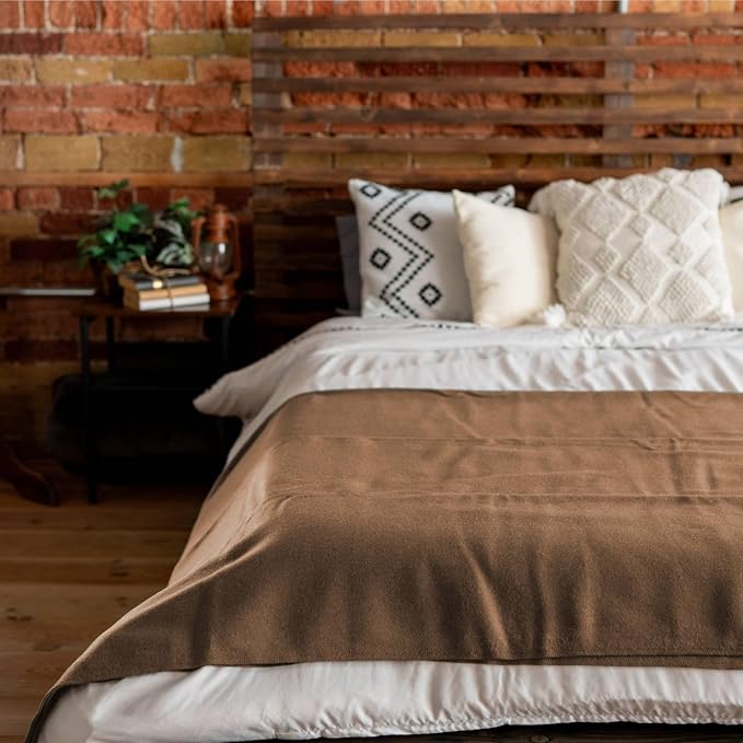 Arcturus Bighorn 100% Virgin Wool Blanket | Heirloom-Quality Wool Bedding for Home & Cabin | Warm, Thick & Durable | Twin, Queen & King Sizes (Mocha, King)
