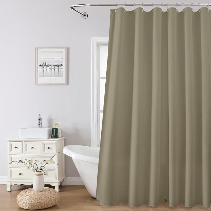 1 Pack Water-Repellent Fabric Shower Curtain Liner - Hotel Quality Machine Washable, 3 Heavy-Duty Magnets with Rustproof Grommets & Weighted Hem, Standard Size 72x72in Khaki