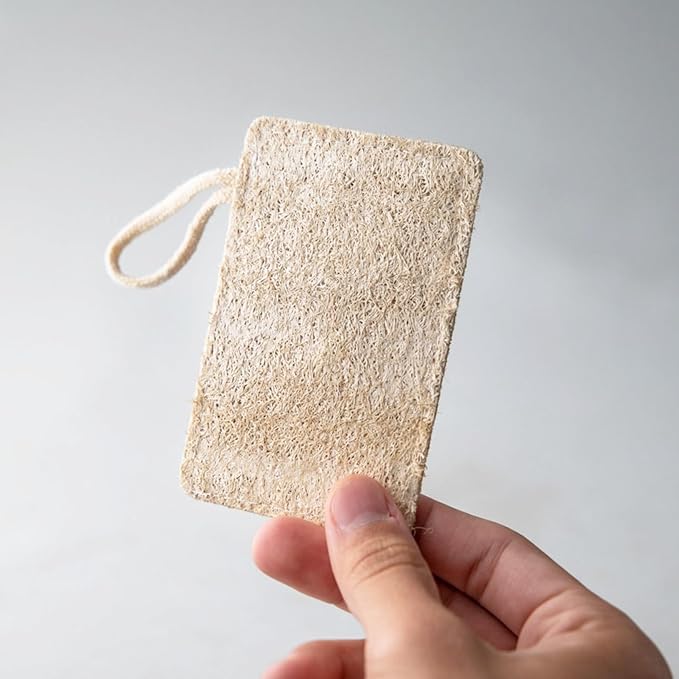 J&L Naturals Natural Loofah Pad 2-Pack, Pure Natural Loofah, Cotton, Biodegradable, Exfoliating