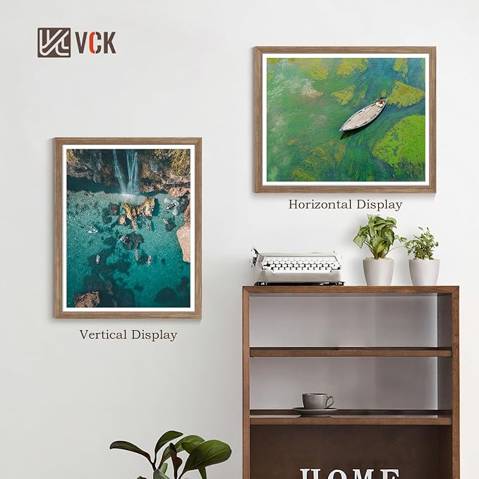 VCK 24x30 Poster Frame Set of 4 - Walnut, Gallery-Quality Wood Picture Frames, 1.1-Inch Wide Border, Polished Plexiglass, Vertical or Horizontal Wall Display for Photo/Art/Prints, Walnut