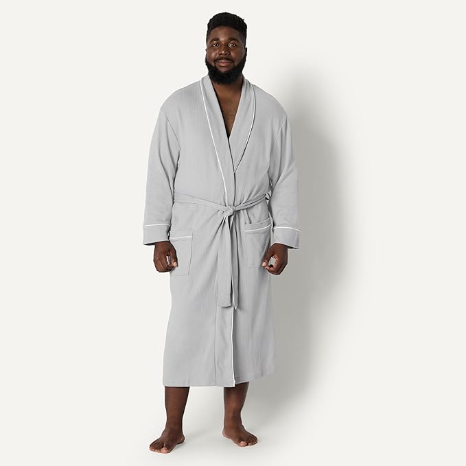 Amazon Essentials Men's Lightweight Cotton Waffle Bathrobe (Available in Big & Tall)