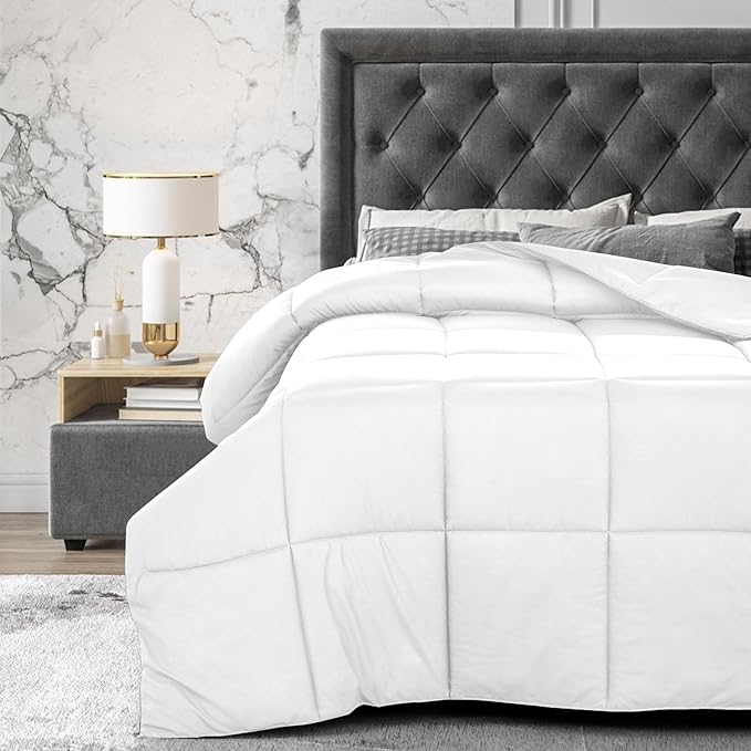 LUX Décor Twin Comforter – 92x68 Ultra-Soft Down Alternative Duvet Insert with Corner Tabs & Box Stitching, Hotel Quality Plush Hypoallergenic Microfiber, Oeko-TEX Certified – White