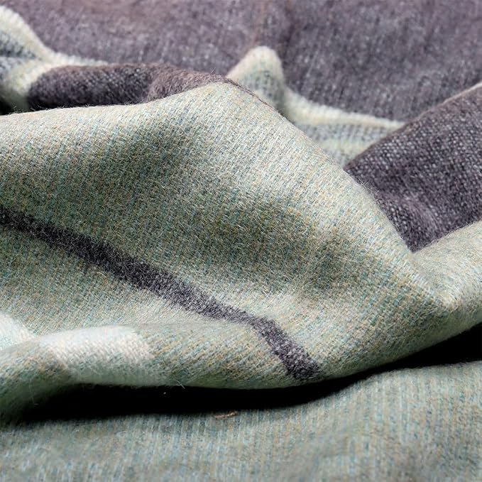 Alpaca Wool Blanket Throw Cherokee Design for Bed Couch Sofa Soft Warm Peruvian Alpaca Wool Blankets 72" x 60" (Mint Green/Sage/Gray)