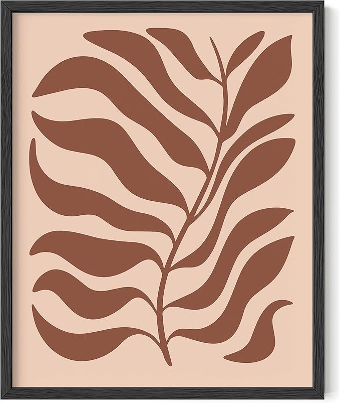 Y2K BOO Abstract Organic Leaf Silhouette UNFRAMED Wall Art Botanical Shapes Earth Tones Terracotta Mid Century Modern 16x20 Inch Heavyweight Paper Studio Decor