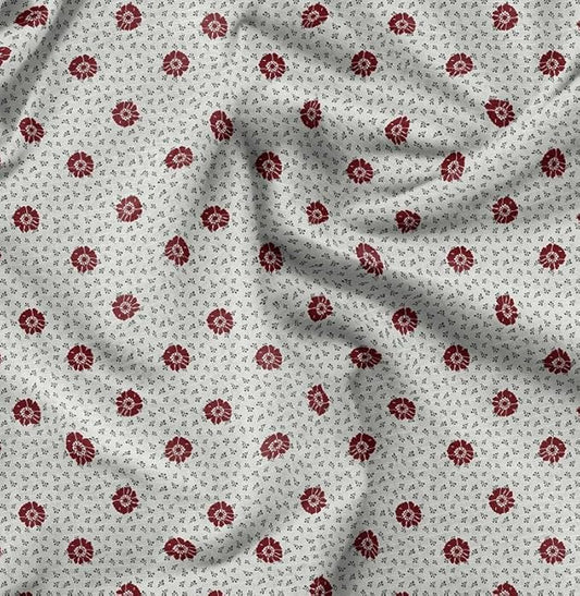 Soimoi Silky Satin Fabric Material, 1 Yard - 42" Inch Width, White - Floral Print - Soft Shiny Fabric for Dress, Pillowcases, Pajamas, Evening Dress, DIY