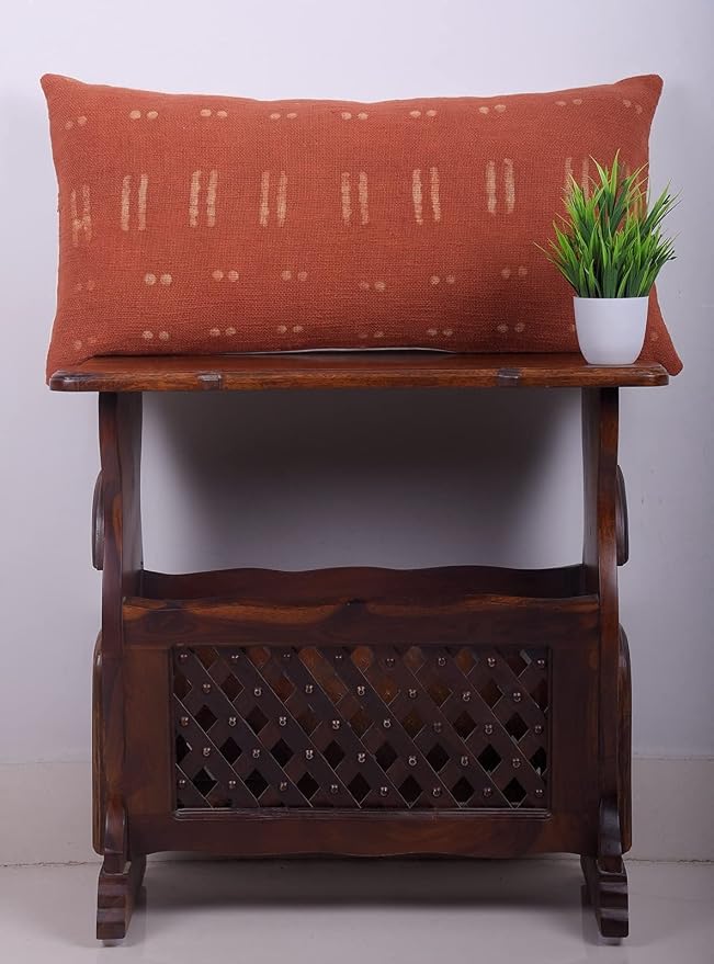 Trade Star Decorative Throw Pillow Cover 100% Cotton Handloomed Pillow Case for Couch Sofa Bed Modern Farmhouse Pillowcase (Rust Blossom 12X24 INCHES)