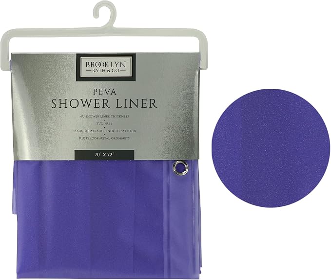 Home Expressions 6 Gauge PEVA Liner Magnetic Shower Curtain Liner 70"x72" (Shimmer Frosted-Lilac)