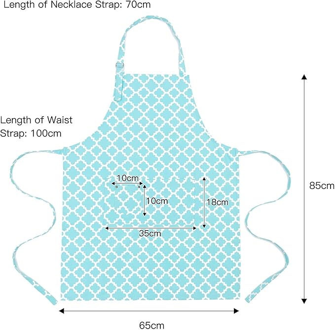 LessMo Kitchen Cooking Aprons with 3 Pockets for Men Women - Cotton Adjustable Professional Grade Chef Apron for Kitchen, BBQ & Grill (Light Green)