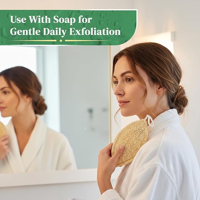 Natural Loofah Exfoliating Sponge (4 Pack) - Organic Loofah for Body - Biodegradable Shower Luffa - Natural Bath Sponges Loufa - Estropajos para el Cuerpo