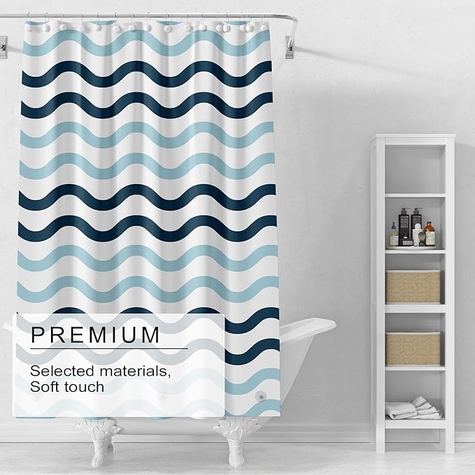 TIKABC Shower Curtain Liner, 4G PEVA Shower Liner, Plastic Waterproof Shower Curtains, 72x72 inch with Grommet Holes 3 Magnetic Weights