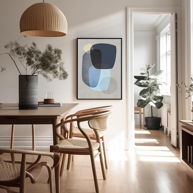 Monem Art Abstract Blue Shapes Print - Scandinavian Minimalist Art Poster - Wall Decor for Living Room, Bedroom or Office - 16x20 Unframed Wall Art by Mareike Bohmer