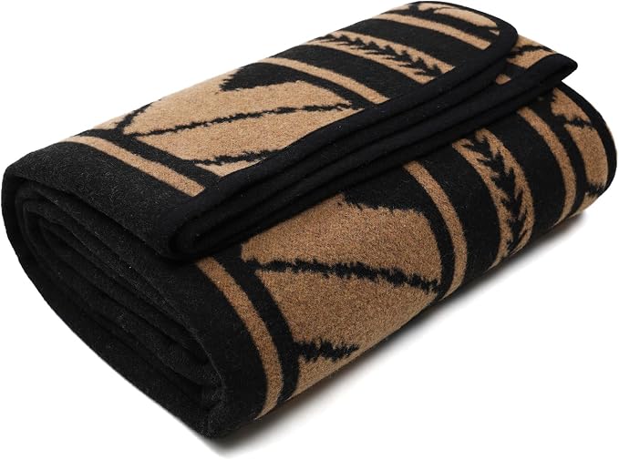 ACUSHLA Merino Wool Camp Blanket - Soft Warm Thick Washable Large Outdoor Camping Travel Throw Blanket All Weather, Sierra Khaki 79" x63"