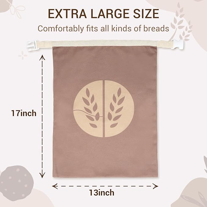 Reusable Beeswax Bread Bags for Homemade Bread (2 Pack) – Extra Thick Cotton, XL Natural Cotton Beeswax Bags, Sourdough Bag, Beeswax Bag, Sourdough Storage,