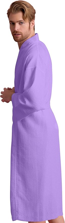Soft Touch Linen Men's Cotton Waffle Bathrobe, Luxurious & Lightweight, Comfortable & Absorbent, Softness, Fast Dry,
