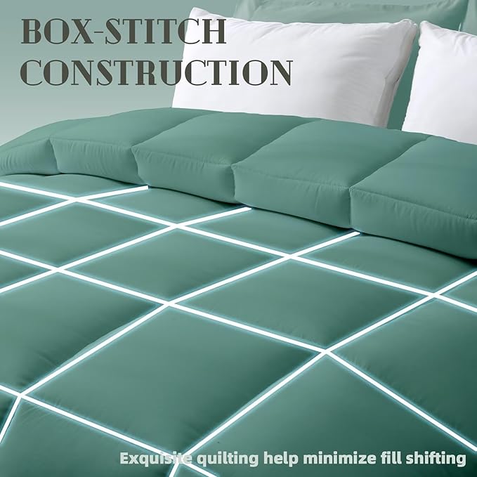 DOWNCOOL Comforters King Size, Duvet Insert,Sage Green All Season Duvet, Lightweight Quilt, Down Alternative Hotel Comforter with Corner Tabs (Sage Green, King 102x90 Inches)