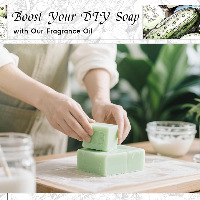 HIQILI Cucumber Fragrance Oil for Diffuser, DIY Soap & Candle - 5.07 Fl Oz | Long-Lasting Fresh Scents for DIY Body Spray, Bath & Skin Products, Pet Safe, Graduated Dropper Included