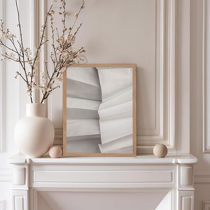 Monem Art Minimalist Folded Paper Texture Print - Neutral Abstract Modern Art Poster - Wall Decor for Living Room, Bedroom or Office - 8x10 Beige Framed Wall Art by Mareike Bohmer