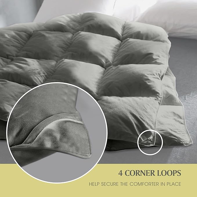 Farm To Home Luxury Comforter Organic Cotton All Season Fluffy Lightweight Down Alternative Machine Washable Comforter for Bedroom, Twin, Gray