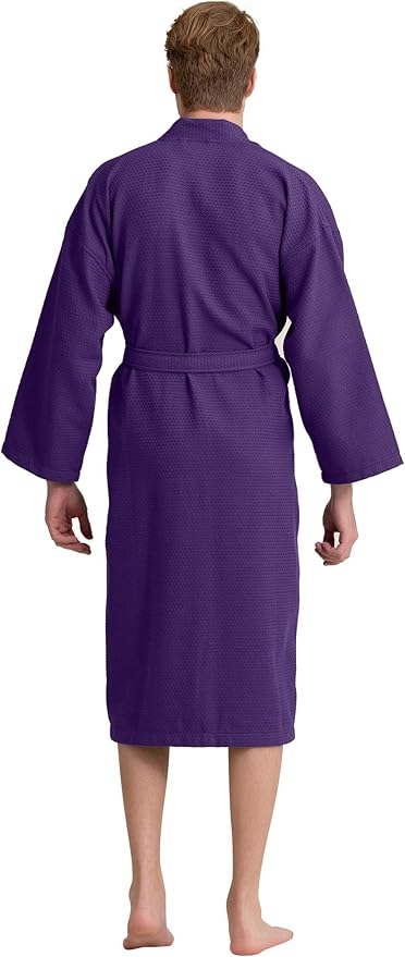 Men's Luxury Waffle Weaved Cotton Bathrobe - Lightweight & Soft - Quick Dry & Absorbent - Spa Robe for Men