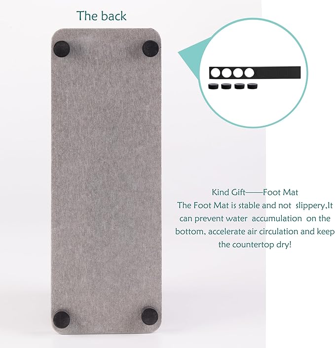 NiuYichee 2 Pcs Water Absorbing Stone Trays, Kitchen/Bathroom Sink Soap Dish, Diatomite Tray Used for Hand Soap & Cosmetic Bottles in The Modern Home, 3.15" W x 8.7" L, Gray
