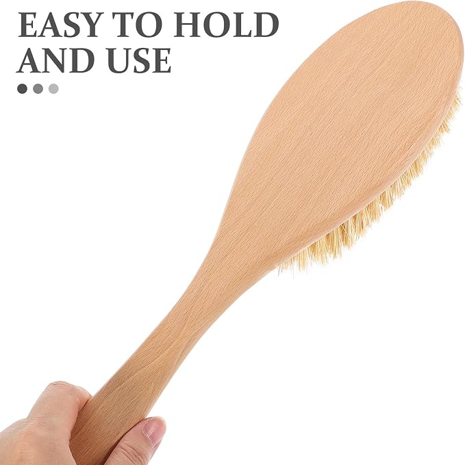 Mobestech Back Exfoliating Brush with Stiff Plant Bristles, Long Handle Bath Body Scrubber for Shower and Dry Brushing, Natural Beech Wood Back Scrubber for Deep Cleansing