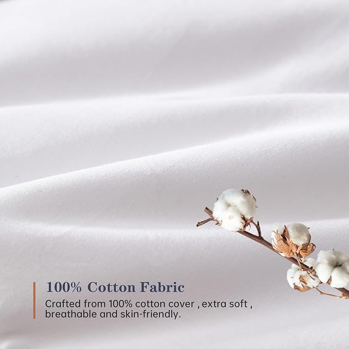 Simple&Opulence Down Alternative Comforter, Twin Size Duvet Insert with 100% Cotton Cover, Ultra-Soft Microfiber Quilted All Season Breathable Cooling Bed Comforter (Twin, White)