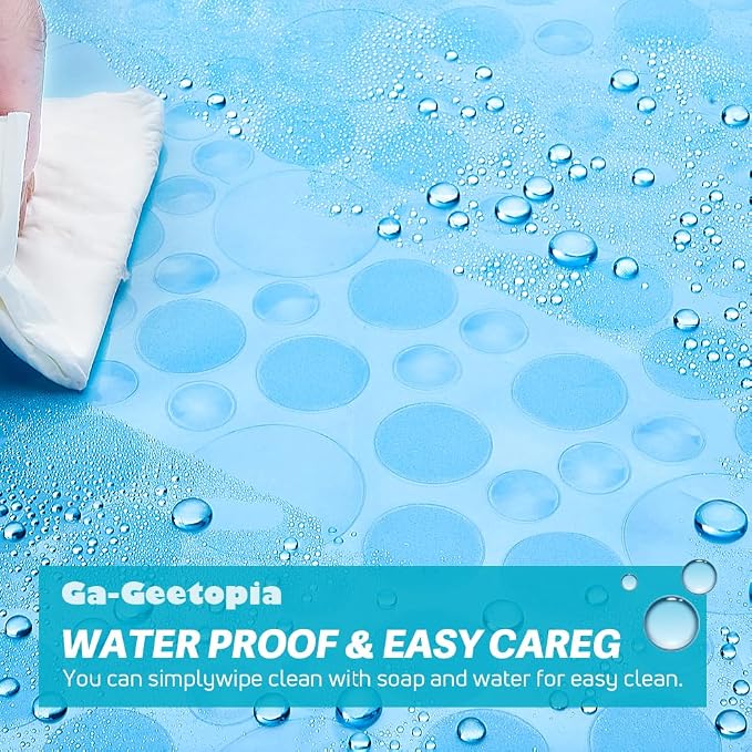Ga-Geetopia EVA Blue Thin Shower Curtain Liner, Pebble Pattern 72x72 Inch Lightweight Plastic Bathroom Shower Showroom Inner Curtain with Rustproof Metal Grommets and Weighted Magnets(No Hooks)