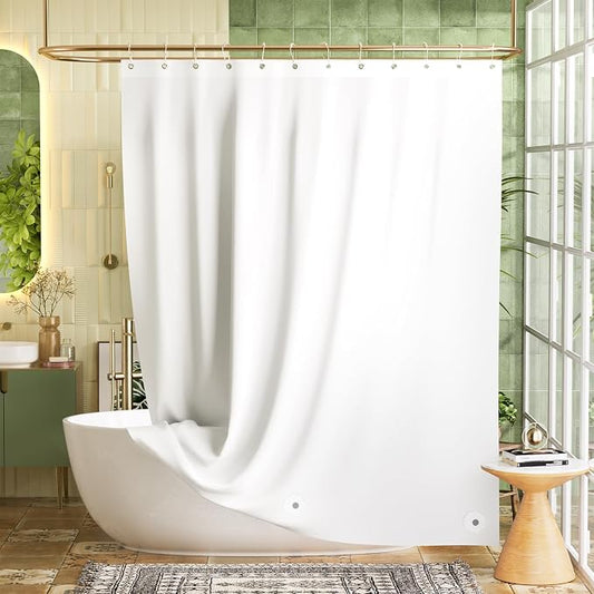Bathway Shower Curtain Liner, White Shower Curtain Liner 72x78 Lightweight PEVA Waterproof Shower Curtain Liner Plastic with 3 Magnets and 12 Rustproof Metal Grommets, Long Shower Liner for Bathroom