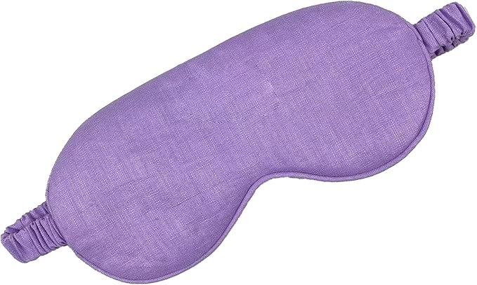 Eye mask Pure Linen Sleep Mask with Elastic Band, No Pressure On Eyes,Side Sleeper Eye Cover Organic Cotton Core Blindfold,Napping & Yoga Travel Essentials (Lavender)