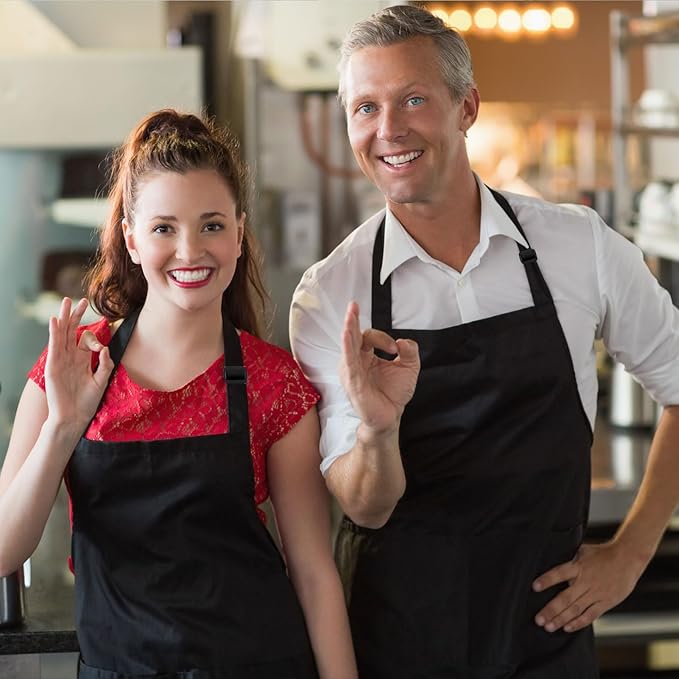 Chefs Aprons | Cooking Baking Grilling for Home Restaurant | Premium Kitchen Aprons with Double Pocket for Men Women