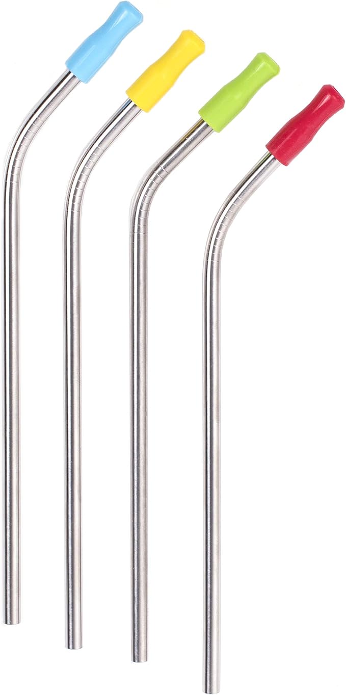 HIC Kitchen Silicone Straw Tips with Zipper Mesh Storage Bag, Reusable, Set of 24 Tips