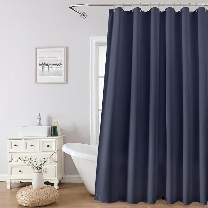 1 Pack Water-Repellent Fabric Shower Curtain Liner - Hotel Quality Machine Washable, 3 Heavy-Duty Magnets with Rustproof Grommets & Weighted Hem, Standard Size 72x72in Blue