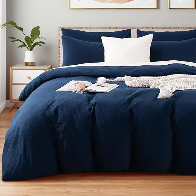 NEXHOME PRO Oversized King Duvet Cover Set – 100% Certified Organic Cotton with Washed Feel & Linen-Like Texture, Comfortable & Breathable, Home Bedding Set (No Comforter) 12098