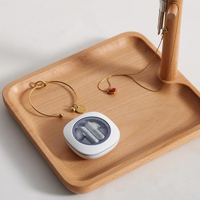 Solid Beech Wood Key Tray and Bowl for Entryway Table - Smooth Polished Branch-Shaped Organizer With Hooks for Keys, Wallet, Jewelry, Glasses (Beech, Square)