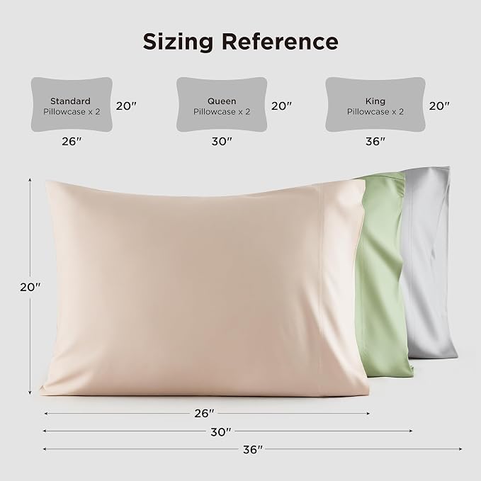 Bedsure Pillow Cases Queen, Cooling Pillow Cases, Rayon Derived from Bamboo Ivory Pillowcases Queen Size Set of 2, PureWoven Silky Soft Bedding Pillow Covers with Envelope Closure, 20x30 Inches