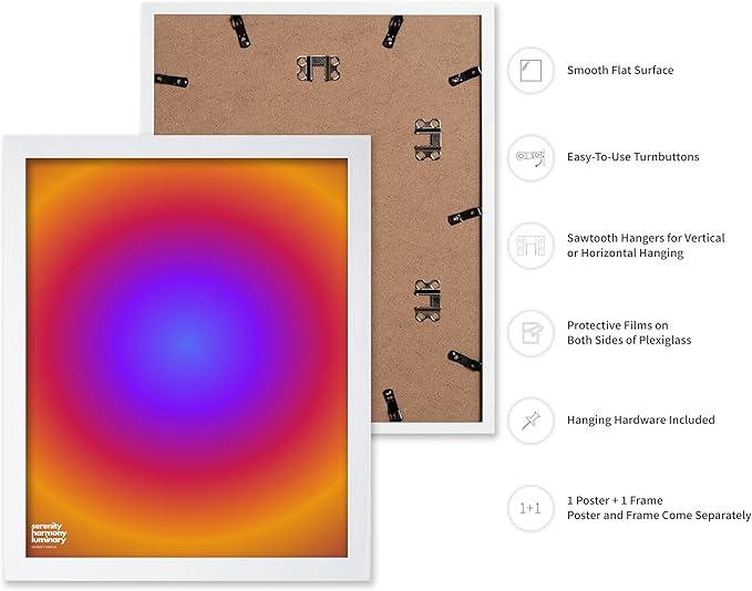 Monem Art Radiant Infinity Circle Gradient Print - Modern Abstract Color Field Poster - Wall Decor for Living Room, Bedroom or Office - 8x10 White Framed Wall Art by Rs Lab Studio