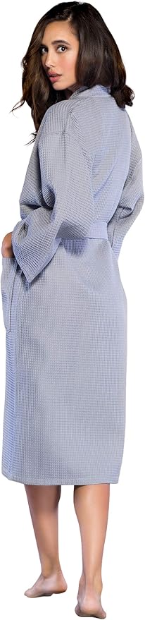 Turquaz Lightweight Long Waffle Kimono Spa Robe for Women